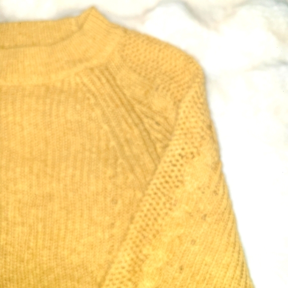 American Eagle Mustard Crew Neck Sweater with Ribbed Knit - Picture 2 of 10
